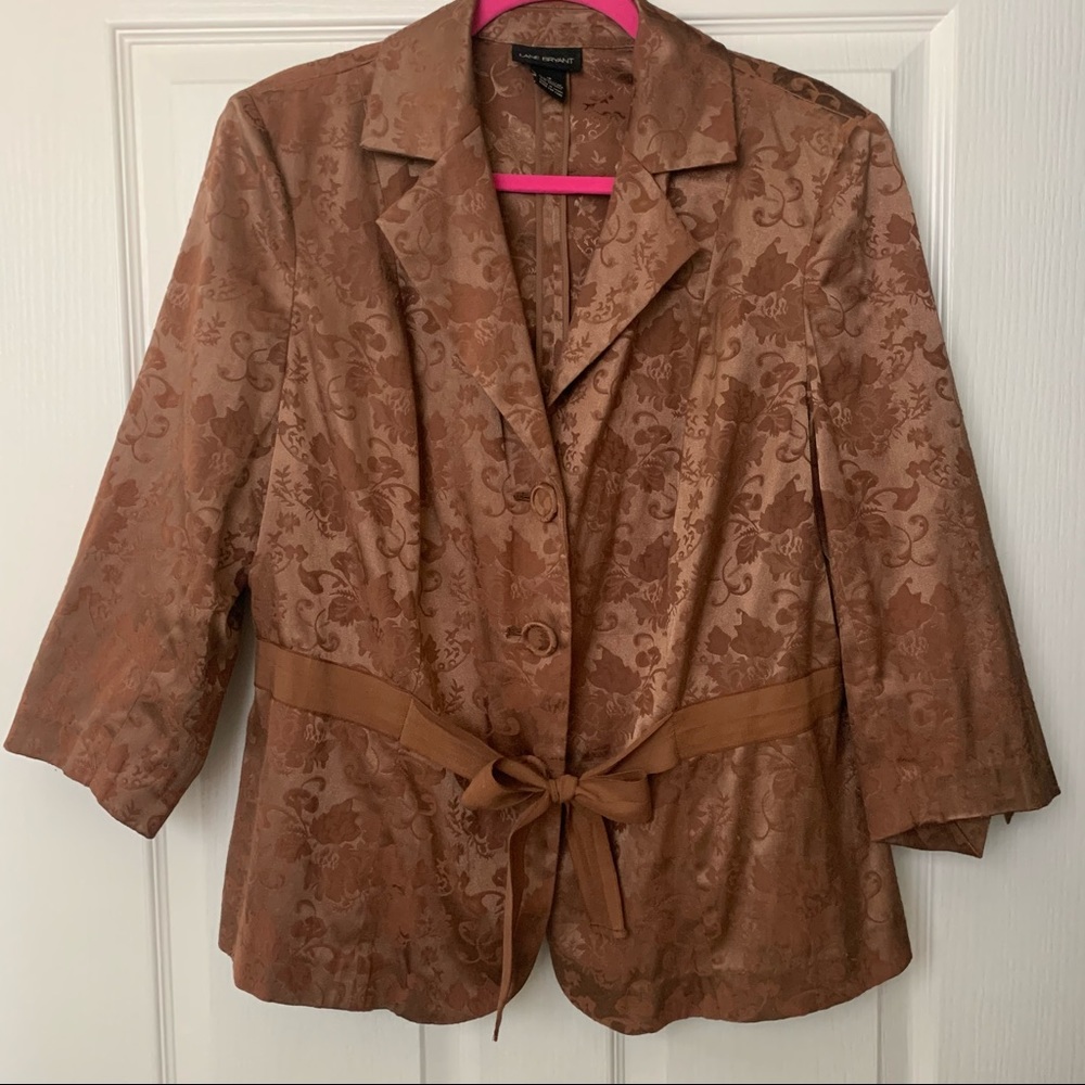 Lane Bryant Brown Jacquard Jacket size 16